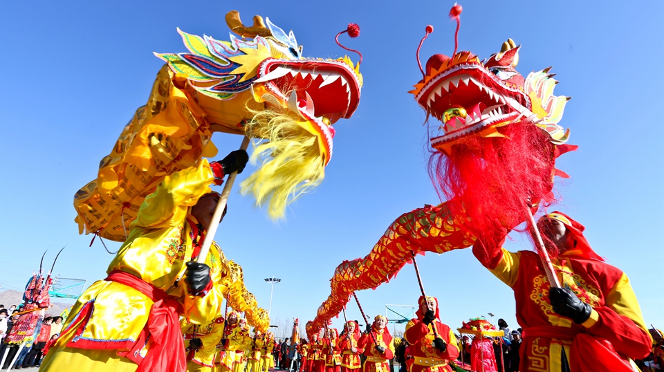 甘肅張掖:排練社火迎春節(jié)