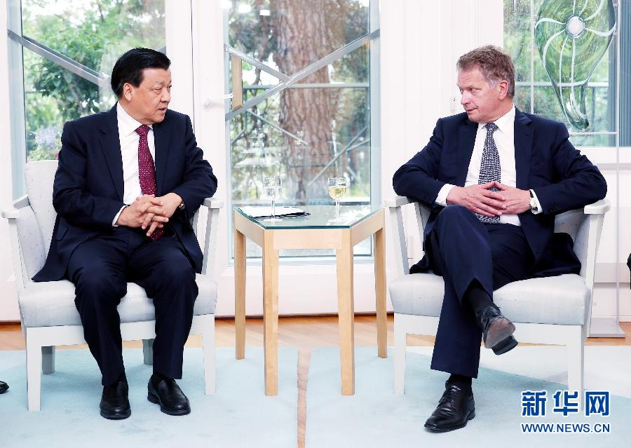 6月12日,中共中央政治局常委、中央書記處書記劉云山在赫爾辛基會見芬蘭總統尼尼斯特。 新華社記者姚大偉攝  6月12日,中共中央政治局常委、中央書記處書記劉云山在赫爾辛基會見芬蘭總統尼尼斯特。 新華社記者姚大偉攝