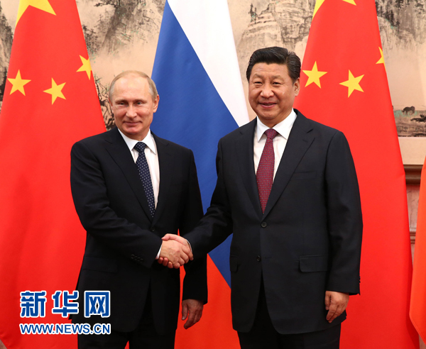 11月9日,國家主席習近平在北京釣魚臺國賓館會見俄羅斯總統普京。新華社記者 蘭紅光 攝 11月9日,國家主席習近平在北京釣魚臺國賓館會見俄羅斯總統普京。新華社記者 蘭紅光 攝