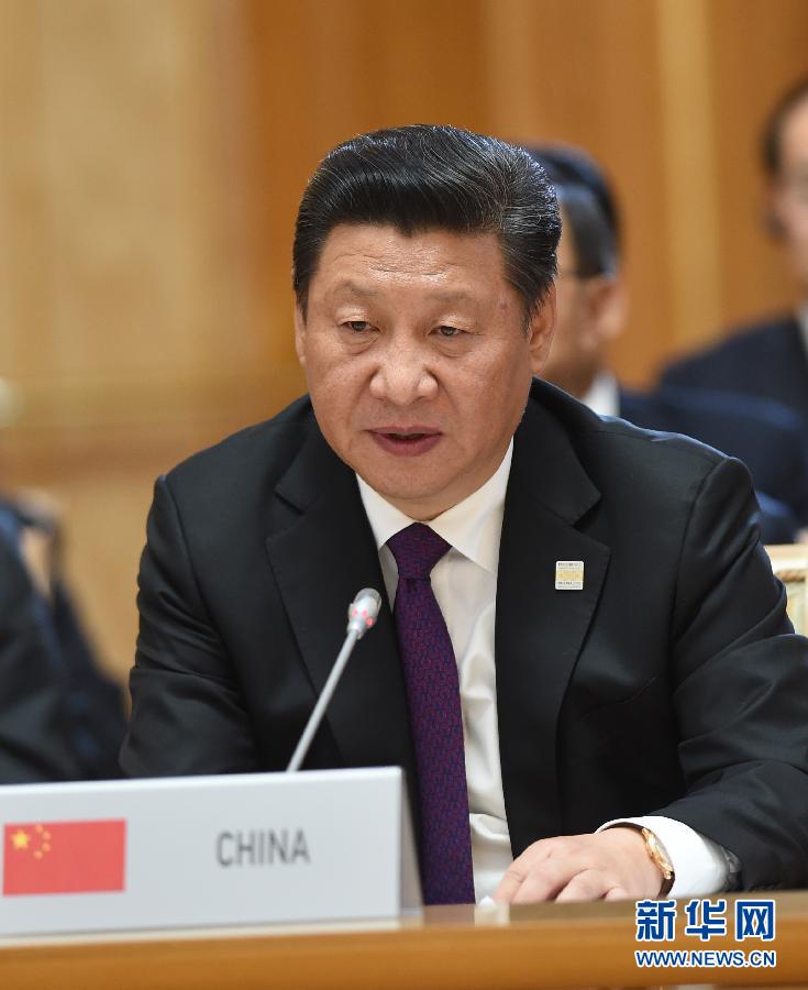 7月9日,金磚國家領導人第七次會晤在俄羅斯烏法舉行。中國國家主席習近平、俄羅斯總統普京、巴西總統羅塞夫、印度總理莫迪、南非總統祖馬出席。這是習近平發(fā)表題為《共建伙伴關系 共創(chuàng)美好未來》的主旨講話。新華社記者 饒愛民 攝  7月9日,金磚國家領導人第七次會晤在俄羅斯烏法舉行。中國國家主席習近平、俄羅斯總統普京、巴西總統羅塞夫、印度總理莫迪、南非總統祖馬出席。這是習近平發(fā)表題為《共建伙伴關系 共創(chuàng)美好未來》的主旨講話。新華社記者 饒愛民 攝
