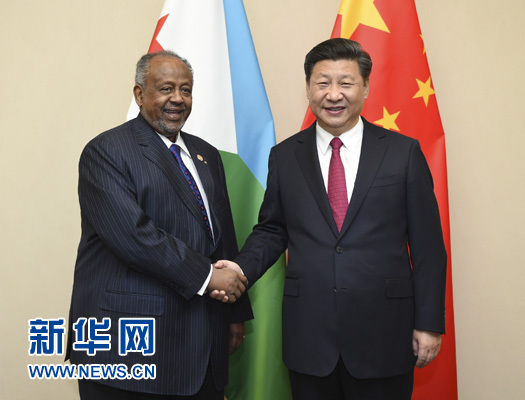 12月3日,國家主席習近平在約翰內斯堡會見吉布提總統蓋萊。新華社記者 謝環馳 攝 
 12月3日,國家主席習近平在約翰內斯堡會見吉布提總統蓋萊。新華社記者 謝環馳 攝