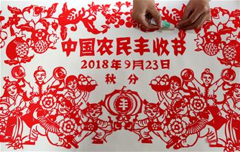 山東:巨幅剪紙喜迎豐收節